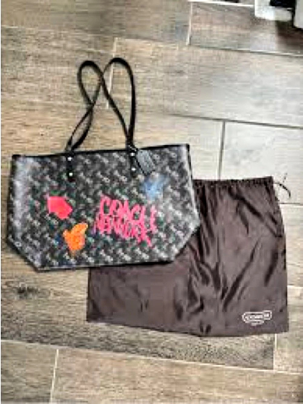 Coach x Jay Shells Reversible City Tote with Horse and Carriage Print Black &